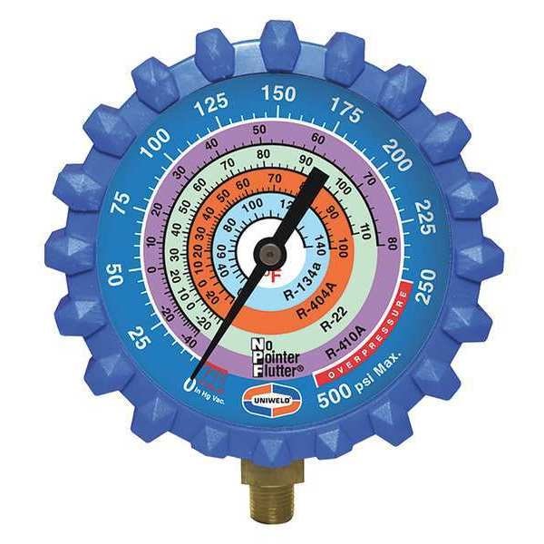 Uniweld Refrigerant Gauge, Blue, 3-1/4" L, 500 psi - G430ND