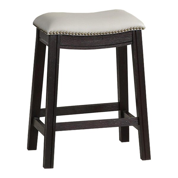 Benjara Curved Leatherette Counter Stool with Nailhead Trim, Grey, 2PK - BM232002