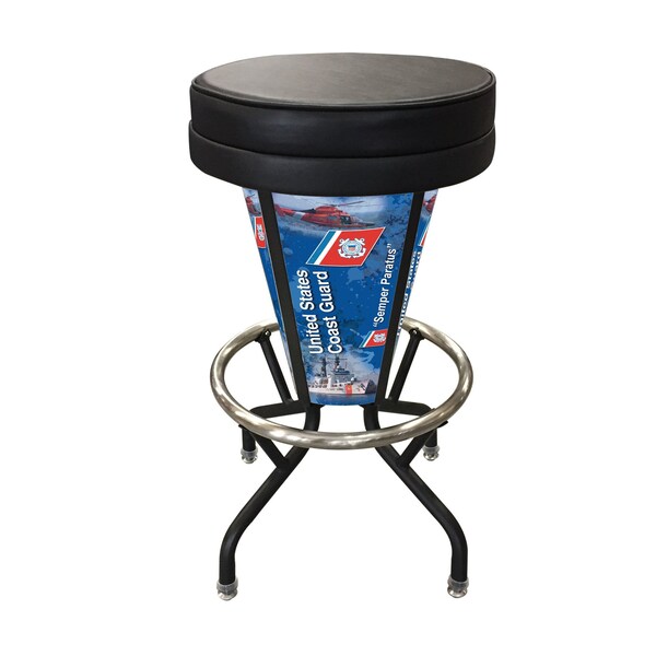 Holland Bar Stool Co Lighted U.S. Coast Guard 30" Swivel Bar Stool - L500030CSTGRDBLKVINYL