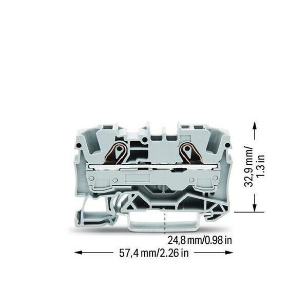 Wago 2-COND THRU TERMINAL BLOCKS, 20-8 AWG GREY,  - 2006-1201