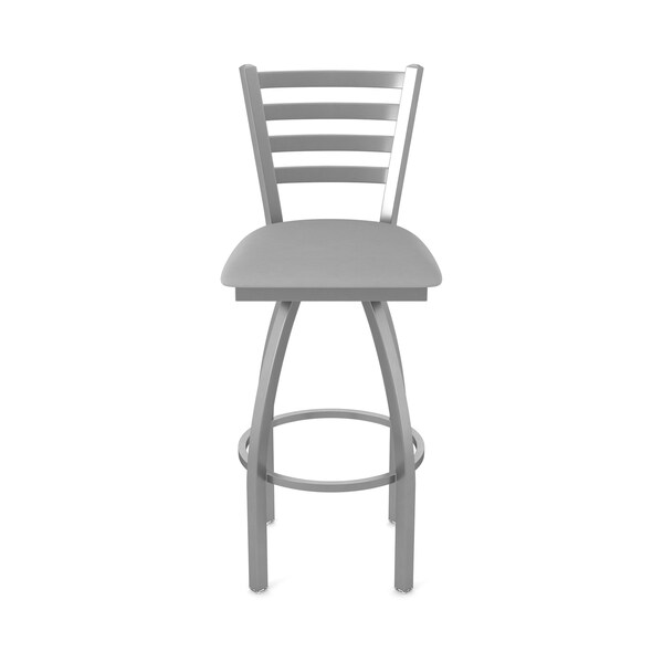 Holland Bar Stool Co 410 Jackie Stainless Steel 36in Swivel Bar Stool with Canter Folkstone Grey Seat - 41036SS007
