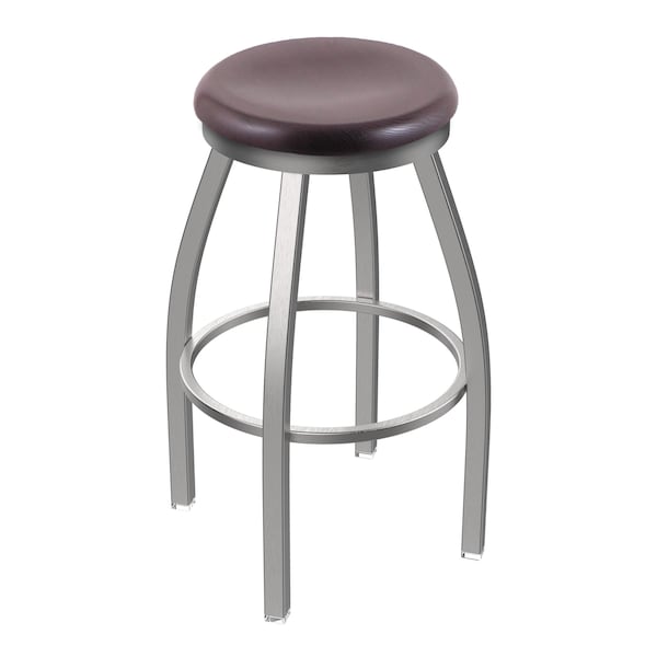 Holland Bar Stool Co 802 Misha Stainless Steel 36in Swivel Bar Stool with Dark Cherry Oak Seat - 80236SSDCOAK