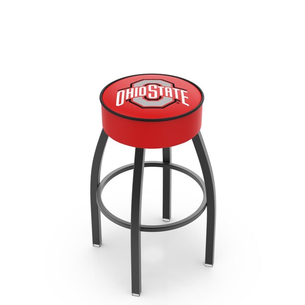 Holland Bar Stool Co 30" 4" Ohio State Cushion Seat, Blk Wrinkle Base Swivel Bar Stool - L8B130OHIOST
