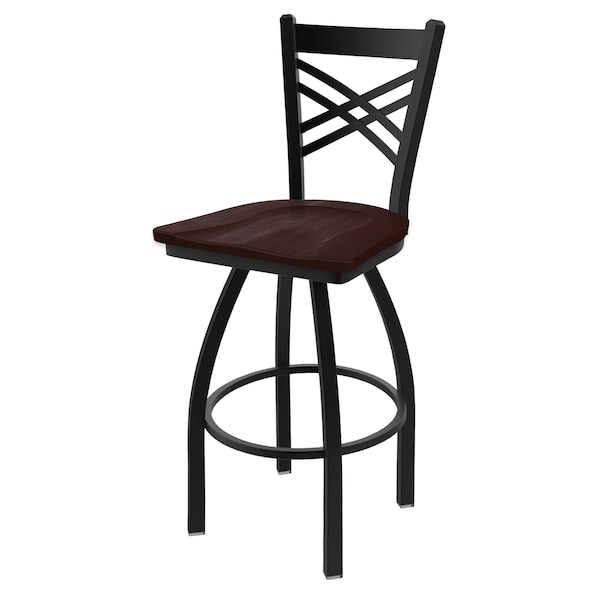 Holland Bar Stool Co 30" Swivel Bar Stool, Black Wrinkle, Dark Cherry Maple Seat - 82030BWDCMPL