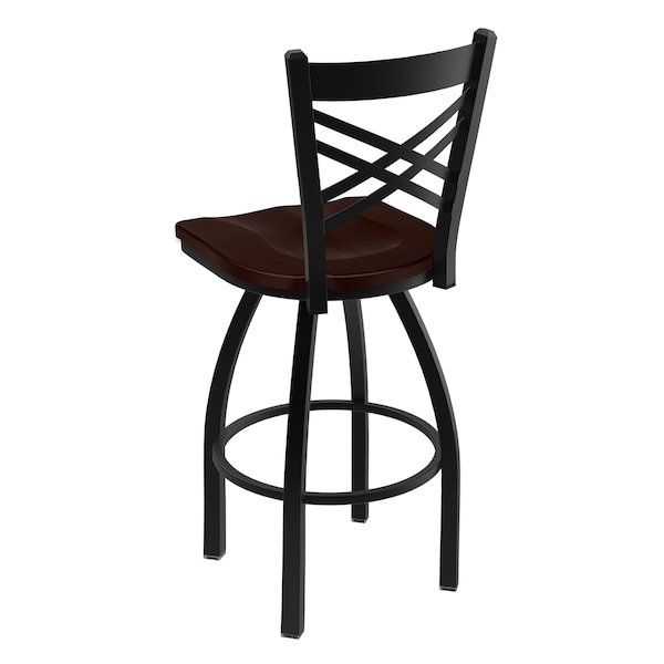 Holland Bar Stool Co 30" Swivel Bar Stool, Black Wrinkle, Dark Cherry Maple Seat - 82030BWDCMPL