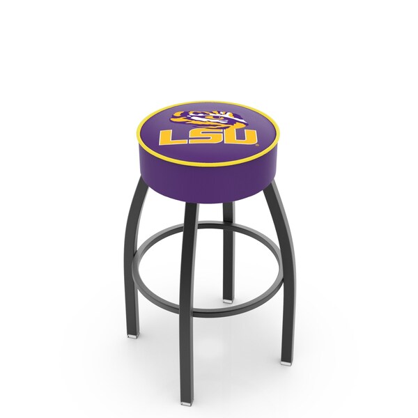 Holland Bar Stool Co 30" 4" Louisiana State Cushion Seat, Blk Wrinkle Base Swivel Bar Stool - L8B130LASTUN