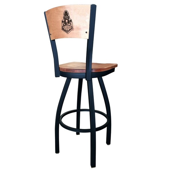 Holland Bar Stool Co 25" 4" Pitt Cushion Seat, Double-Ring Chrome Swivel Bar Stool - L03836BWMEDMPLAPURDUEMEDMPL