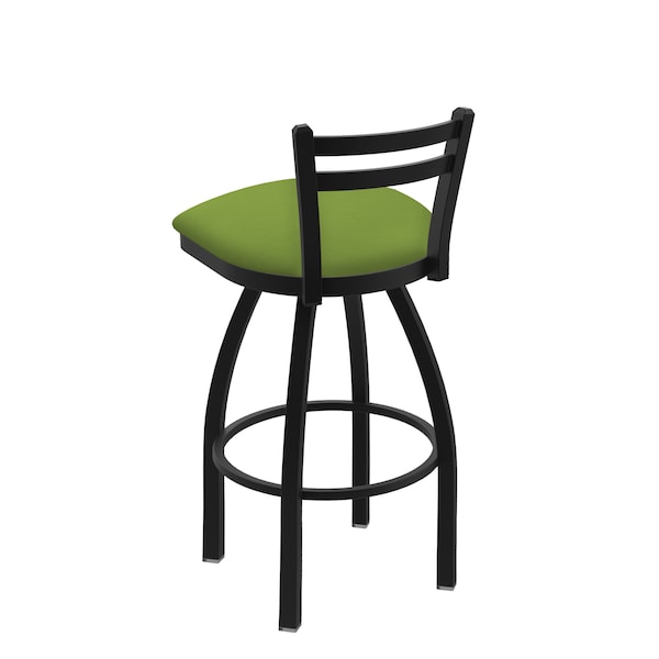 Holland Bar Stool Co 30" Low Back Swivel Bar Stool, Black Wrinkle, Canter Kiwi Green Seat - 41130BW009