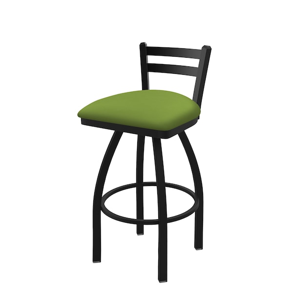 Holland Bar Stool Co 30" Low Back Swivel Bar Stool, Black Wrinkle, Canter Kiwi Green Seat - 41130BW009