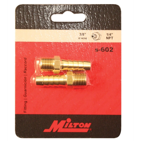 Milton Male Brass Hose End 3/8"Id HoseX1/4"Npt - MILS602