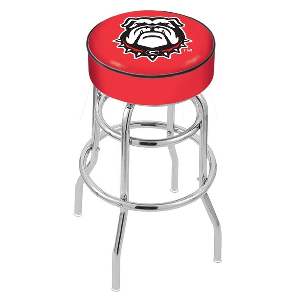 Holland Bar Stool Co 25" Georgia "Bulldog" Cushion Seat, 2-Ring Chrome Swivel Bar Stool - L7C125GA-DOG