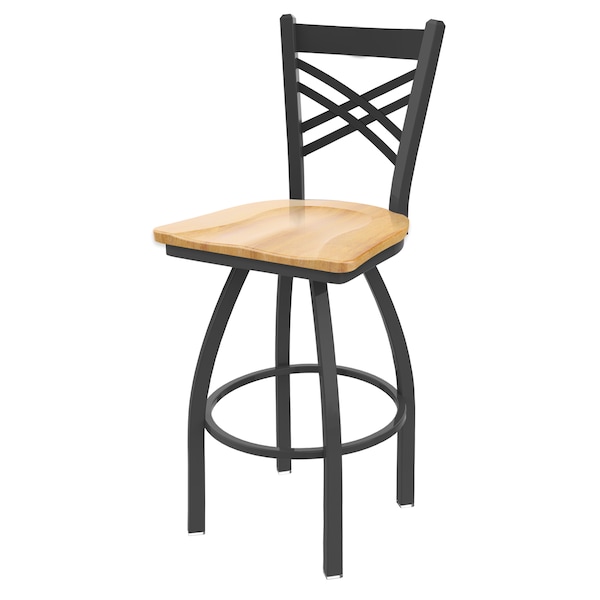 Holland Bar Stool Co 30" Swivel Bar Stool, Pewter Finish, Nat Maple Seat - 82030PWNATMPL