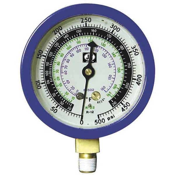 Jb Industries Gauge, 3-1/8 In Dia, Low Side, Blue, 350 psi - M2-870