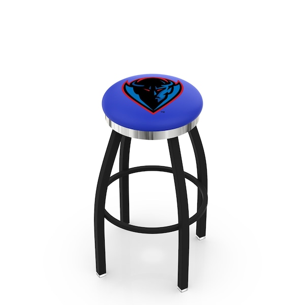 Holland Bar Stool Co 25" Blk Wrinkle DePaul Swivel Bar Stool, Chrome Ring - L8B2C25DEPAUL