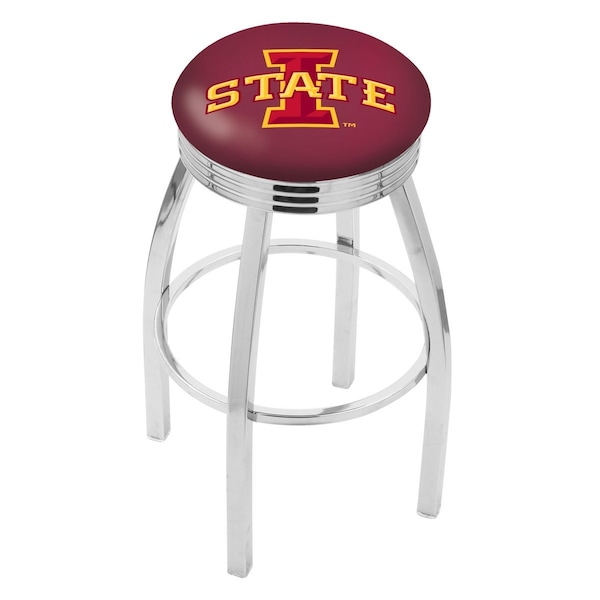 Holland Bar Stool Co 25" Chrome Iowa State Swivel Bar Stool, Accent Ring - L8C3C25IOWAST