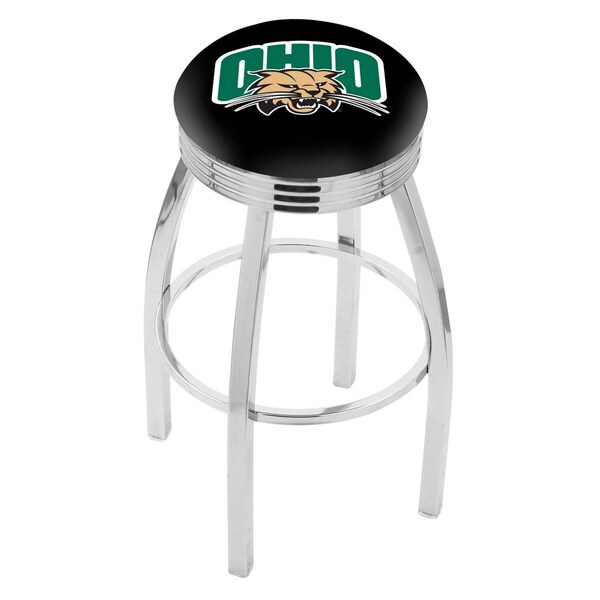 Holland Bar Stool Co 30" Chrome Ohio University Swivel Bar Stool, Accent Ring - L8C3C30UNIVOH
