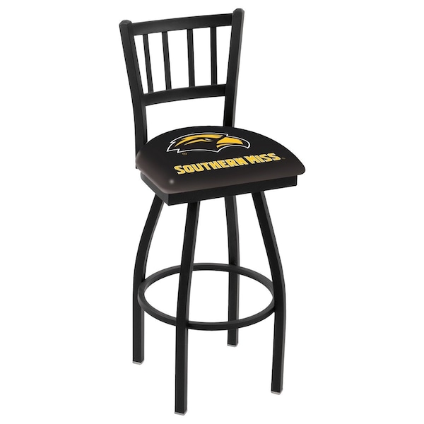 Holland Bar Stool Co 25" Blk Wrinkle Southern Miss Swivel Bar Stool, Jailhouse Back - L01825SOUMIS