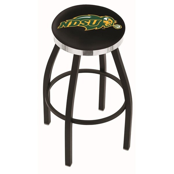 Holland Bar Stool Co 30" Blk Wrinkle North Dakota State Swivel Bar Stool, Chrome Ring - L8B2C30NDAKST-B