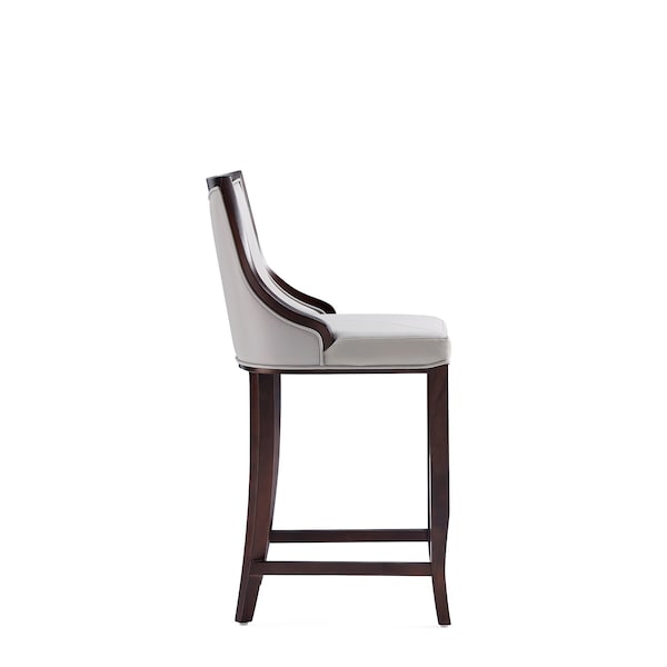 Manhattan Comfort Emperor Faux Leather Barstool in Light Grey- Set of 3 - 3-BS008-LG