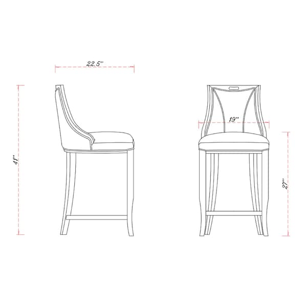 Manhattan Comfort Emperor Faux Leather Barstool in Light Grey- Set of 3 - 3-BS008-LG