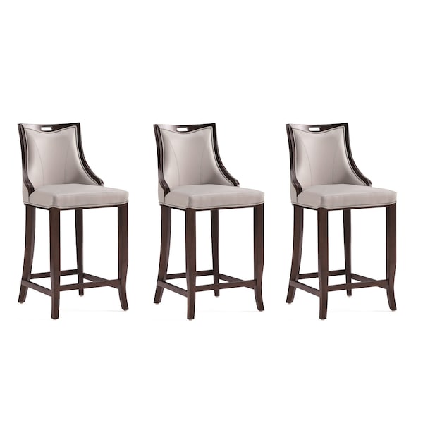 Manhattan Comfort Emperor Faux Leather Barstool in Light Grey- Set of 3 - 3-BS008-LG