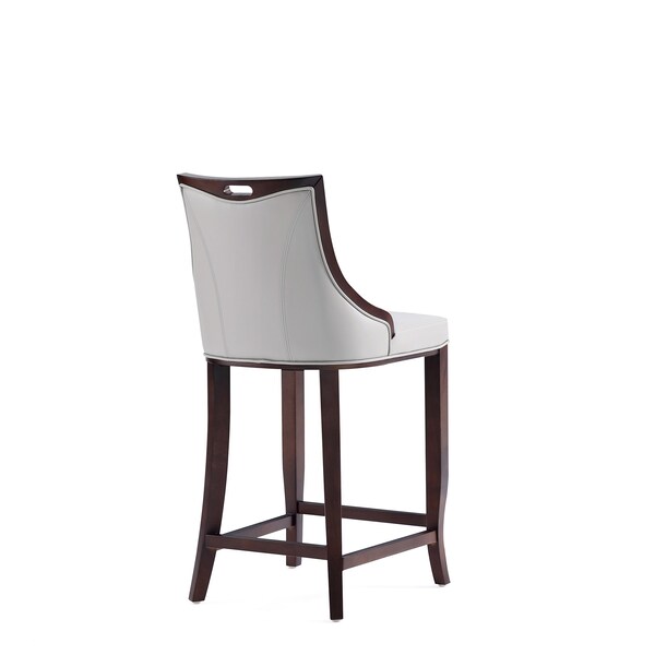Manhattan Comfort Emperor Faux Leather Barstool in Light Grey- Set of 3 - 3-BS008-LG