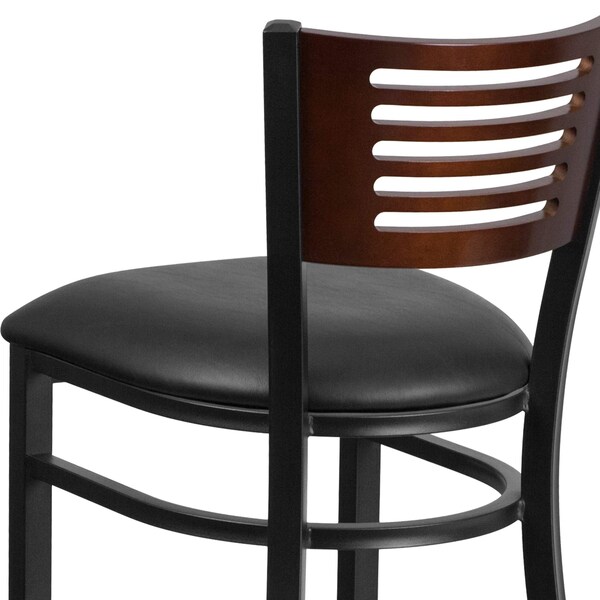 Flash Furniture Slat Stool, Blk/Walnut, Black Vinyl Seat - XU-DG-6H1B-WAL-BAR-BLKV-GG