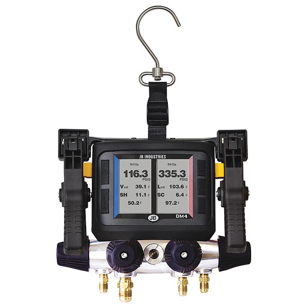 Jb Industries Digital Manifold Gauge, 4-Valves, Hose Length: 60 in - DM4-Z