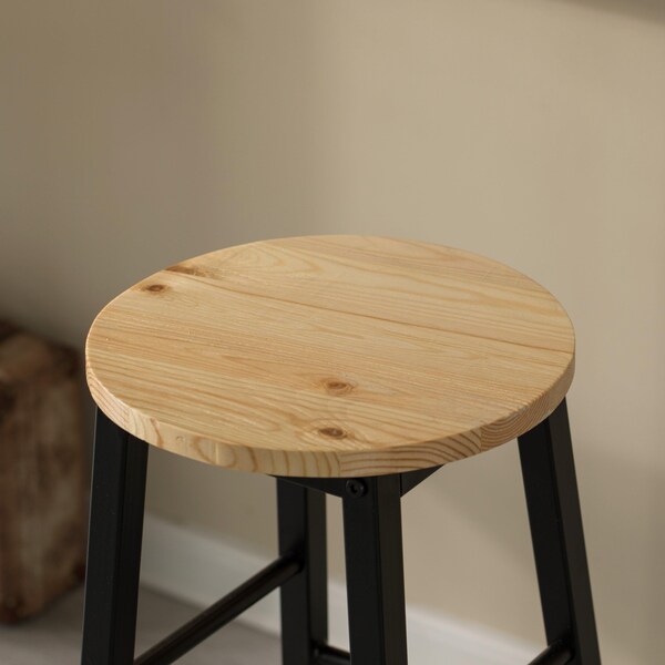 Vintiquewise Set of 4 28 Wooden High Rustic Round Bar Stool with Footrest for Indoor and Outdoor - QI004466.4