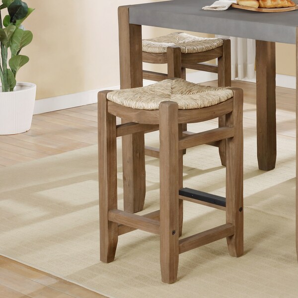 Alaterre Furniture Newport 26"H Wood Counter Height Stool with Rush Seat - ANNP2171