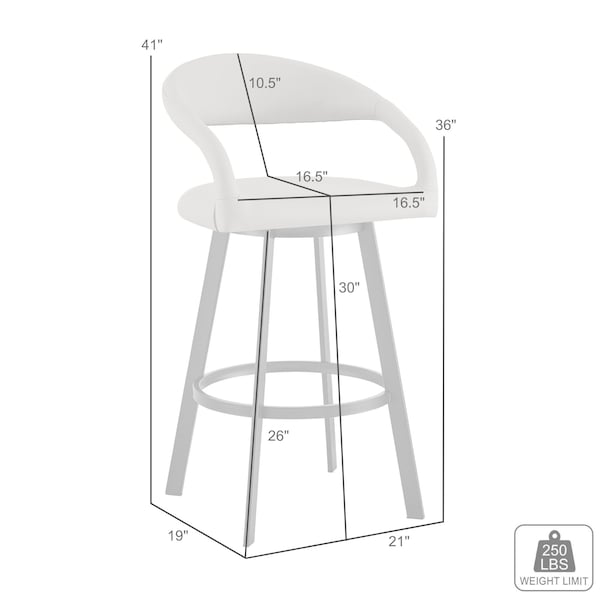 Armen Living Ramona 30in Swivel Bar Stool with Matte Black Iron and Beige Faux Leather - LCRASWBABLKBG30