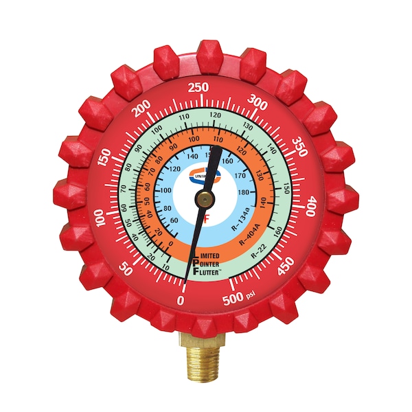 Uniweld Refrigerant Gauge, 2.5" H/P, 500 psi, Red - G29LD