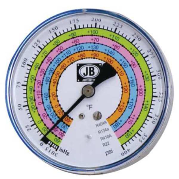 Jb Industries Gauge, 4 In Dia., Low Side, Blue, 400 psi - M2-400