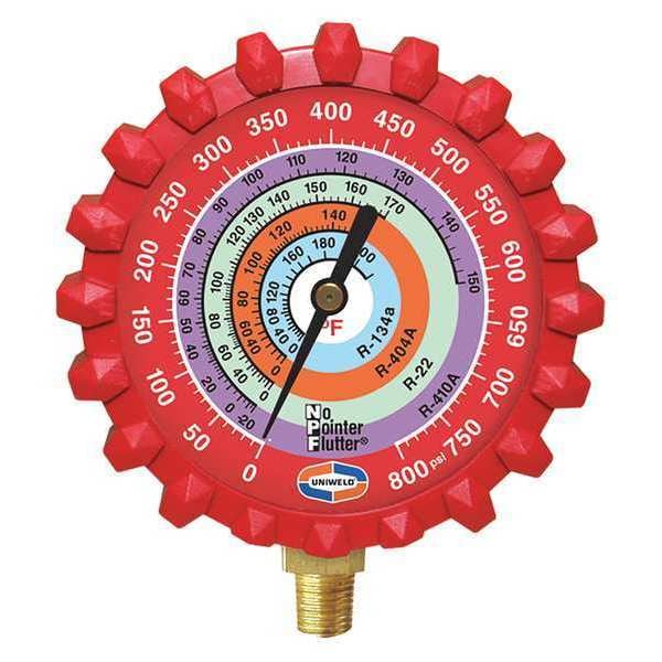 Uniweld Refrigerant Gauge, Red, 3-1/4" L, 800 psi - G429ND