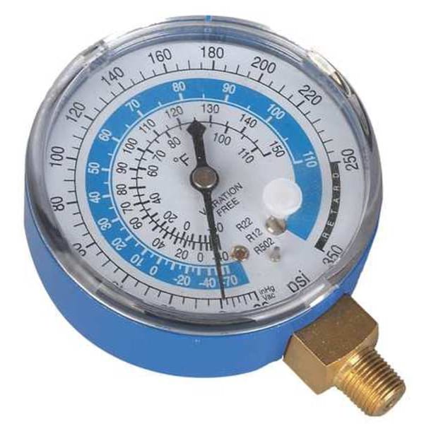 Dayton Gauge, 2-3/4 In Dia, Low Side, Blue, 350 psi - 4PDJ9