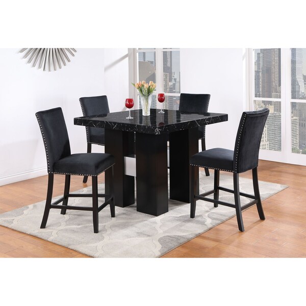 Global Furniture Usa Transitional Velvet D04 Black Velvet Bar Stool - 2163