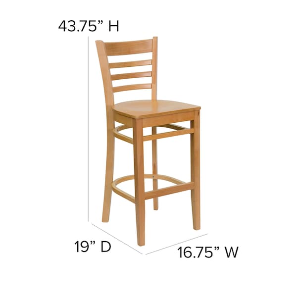 Flash Furniture Barstool, Natural Wood, Ladder Back - XU-DGW0005BARLAD-NAT-GG