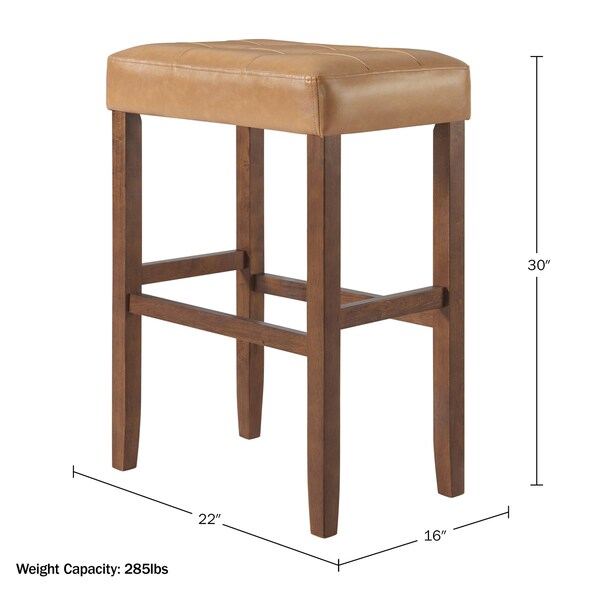 Alaterre Furniture Madison Backless Bar Height Stool True Walnut Finish with Cognac PU - AVMA2220