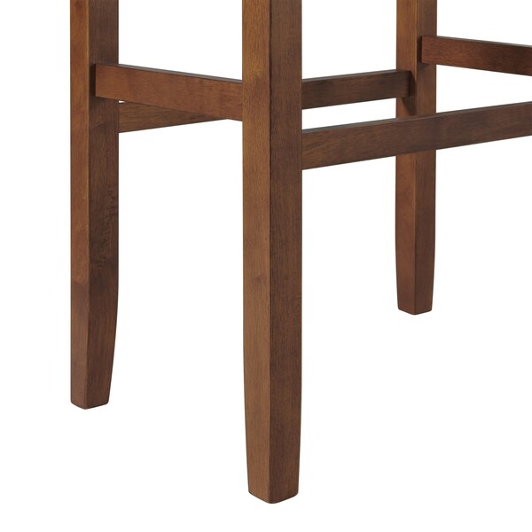Alaterre Furniture Madison Backless Bar Height Stool True Walnut Finish with Cognac PU - AVMA2220