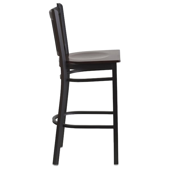 Flash Furniture Restaurant Stool, Vertical Back, Wal Seat - XU-DG-6R6B-VRT-BAR-WALW-GG