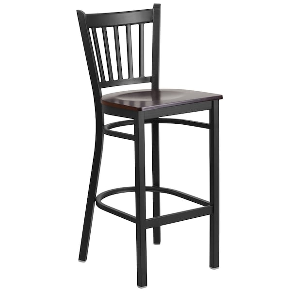 Flash Furniture Restaurant Stool, Vertical Back, Wal Seat - XU-DG-6R6B-VRT-BAR-WALW-GG
