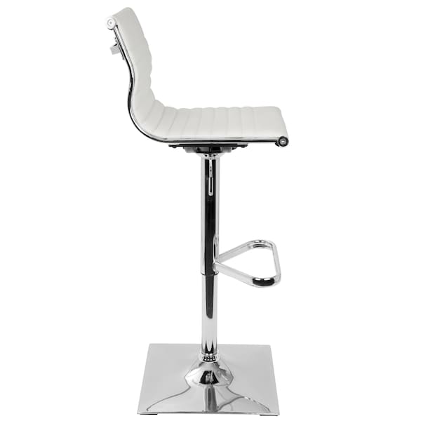 Lumisource Masters Adjustable Swivel Barstool in White Faux Leather - BS-TW-MASTER W