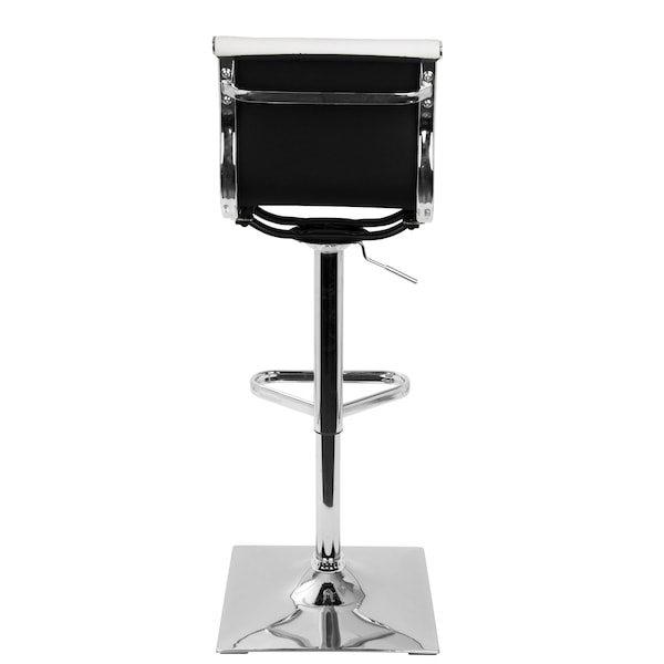 Lumisource Masters Adjustable Swivel Barstool in White Faux Leather - BS-TW-MASTER W