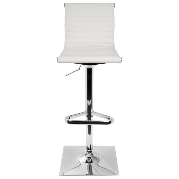 Lumisource Masters Adjustable Swivel Barstool in White Faux Leather - BS-TW-MASTER W