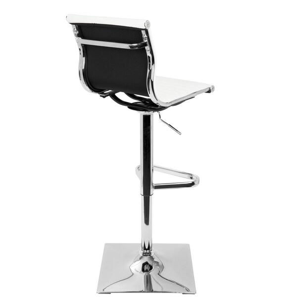 Lumisource Masters Adjustable Swivel Barstool in White Faux Leather - BS-TW-MASTER W