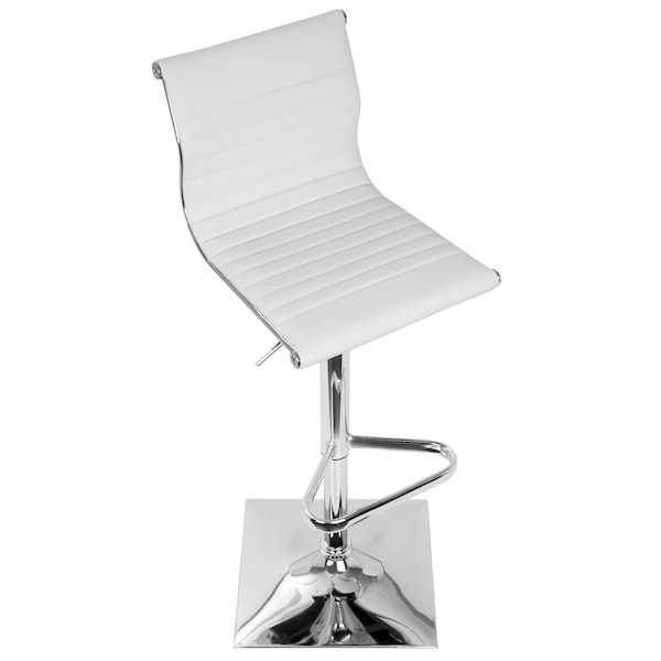 Lumisource Masters Adjustable Swivel Barstool in White Faux Leather - BS-TW-MASTER W