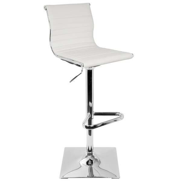 Lumisource Masters Adjustable Swivel Barstool in White Faux Leather - BS-TW-MASTER W