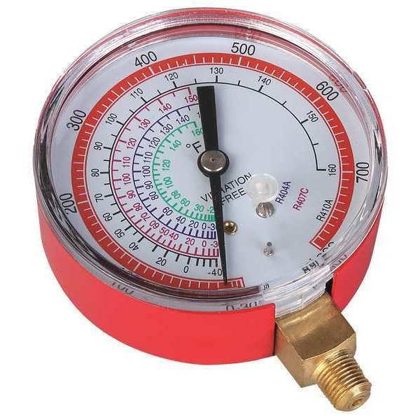 Dayton Gauge, 2-3/4 In Dia, High Side, Red, 800 psi - 4PDK5