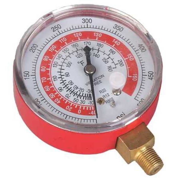 Dayton Gauge, 2-3/4 In Dia, High Side, Red, 500 psi - 4PDJ8