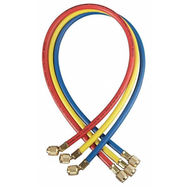 Yellow Jacket Manifold Hose Set, 72 In, Red, Yellow, Blue - 21986